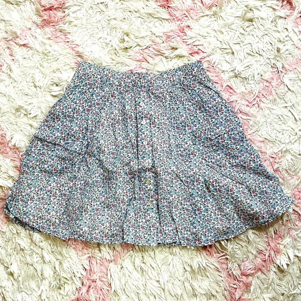 Blue floral button down skirt